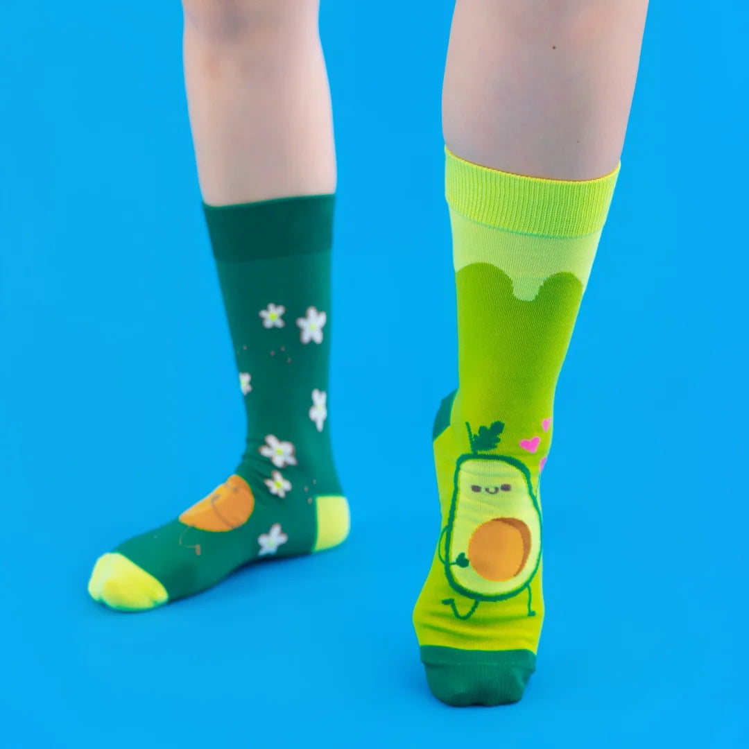 Cotton Blend Avocado Print Womens Mid Calf Socks
