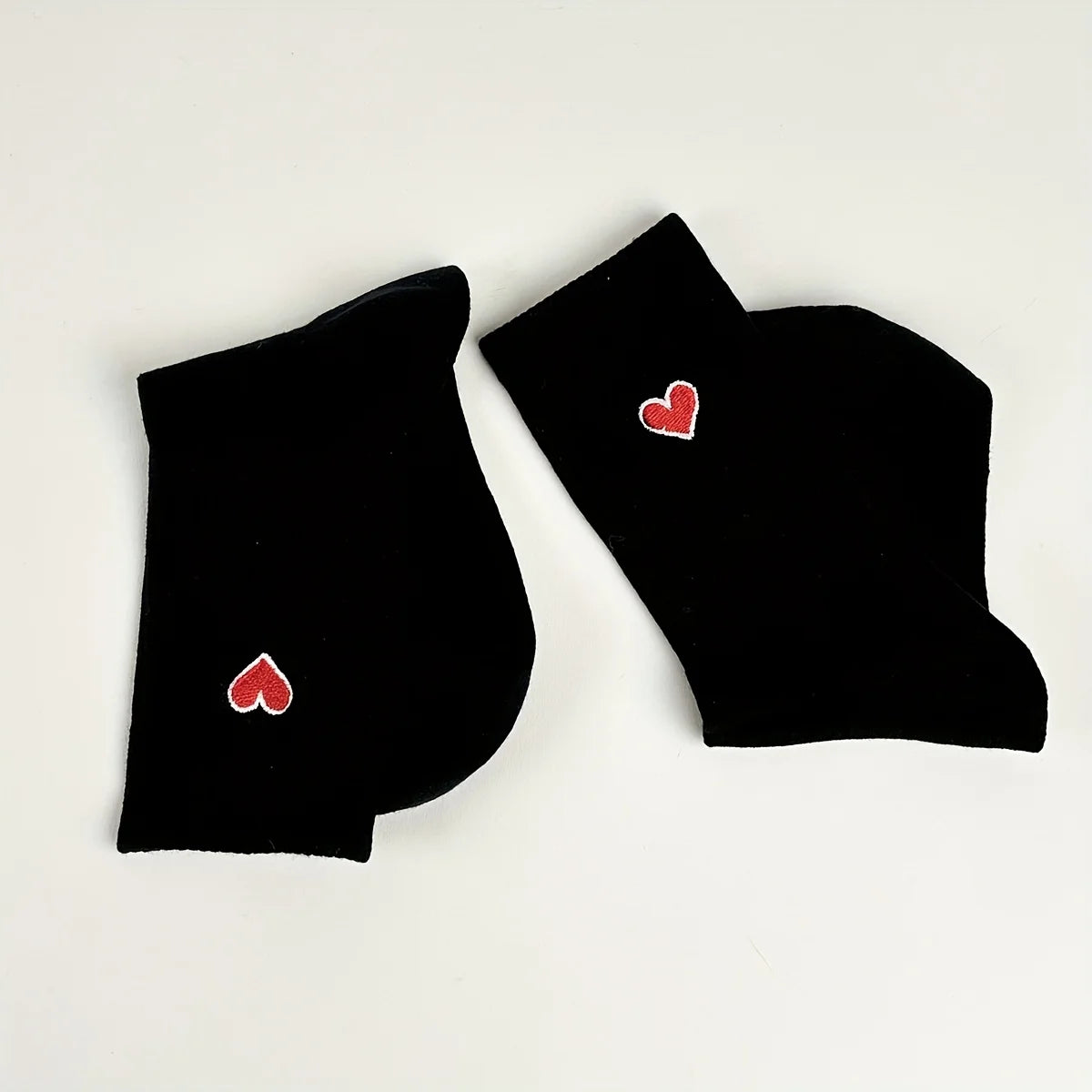 Cotton Blend Embroidered Heart Mid Calf Socks - 3