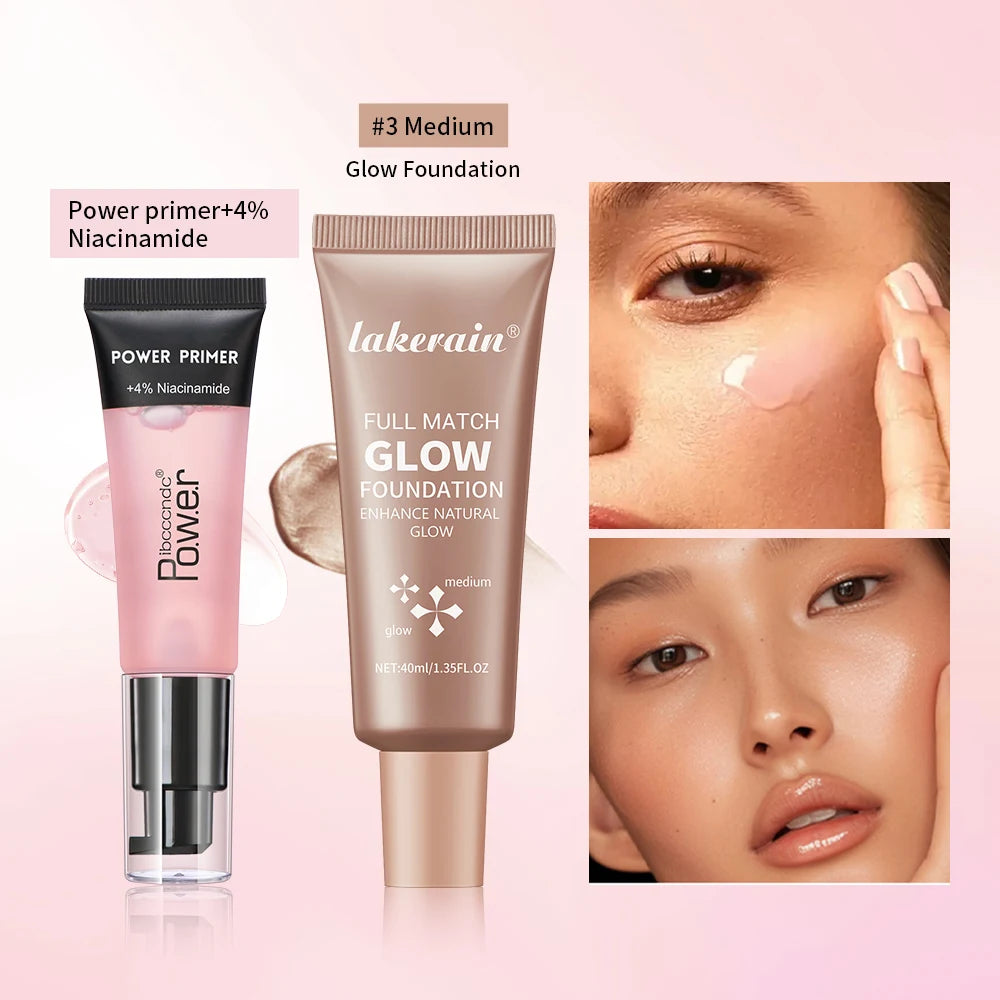 Liquid Face Primer and Glow Foundation Makeup Set - 5