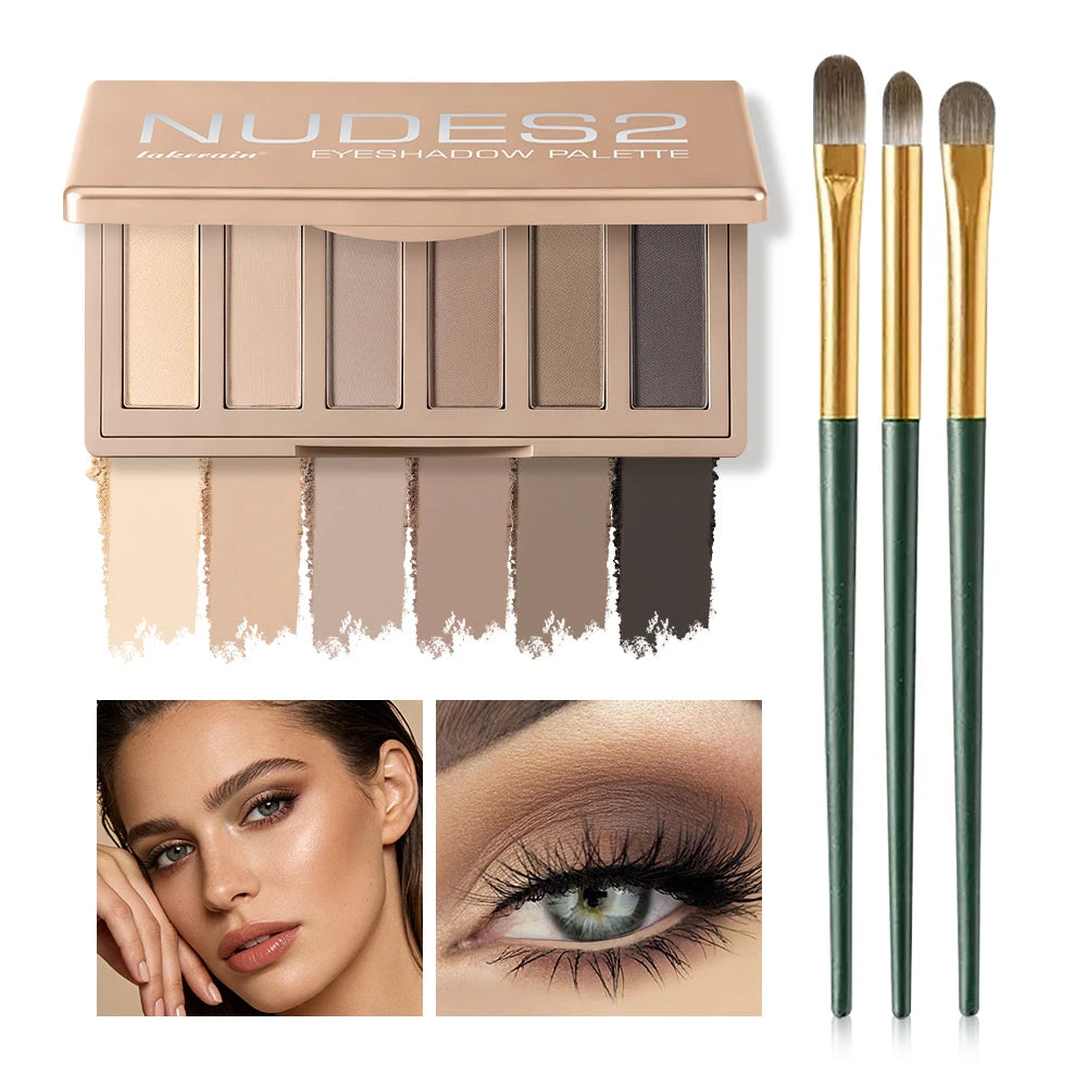 6 Color Matte Eyeshadow Powder Palette with Makeup Brushes - 20