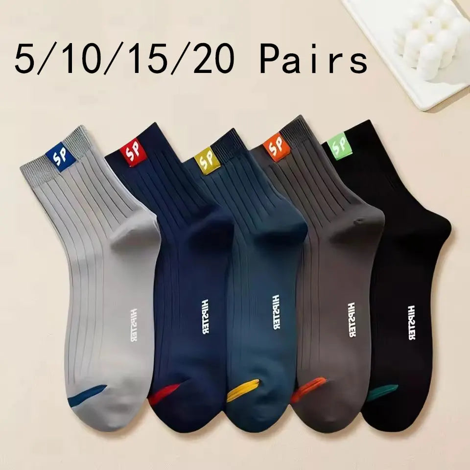 Mens Breathable Polyester Spandex Low Tube Casual Sports Socks