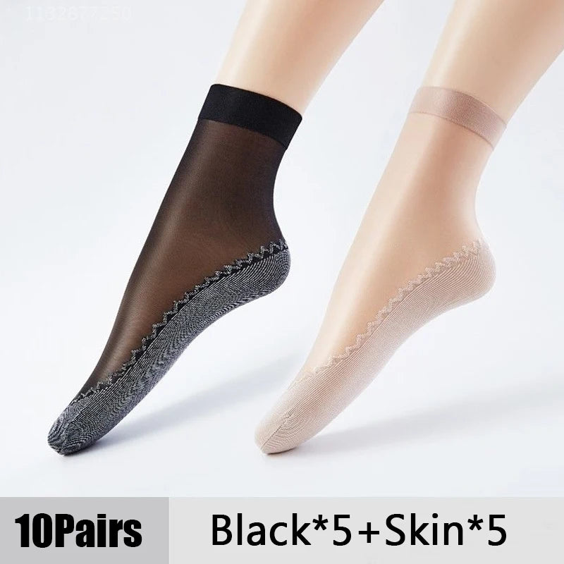 Nylon Elastane Breathable Anti Slip Women Boat Socks - 16