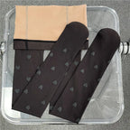 Thick Velvet Lined Thermal Pantyhose With Heart Pattern