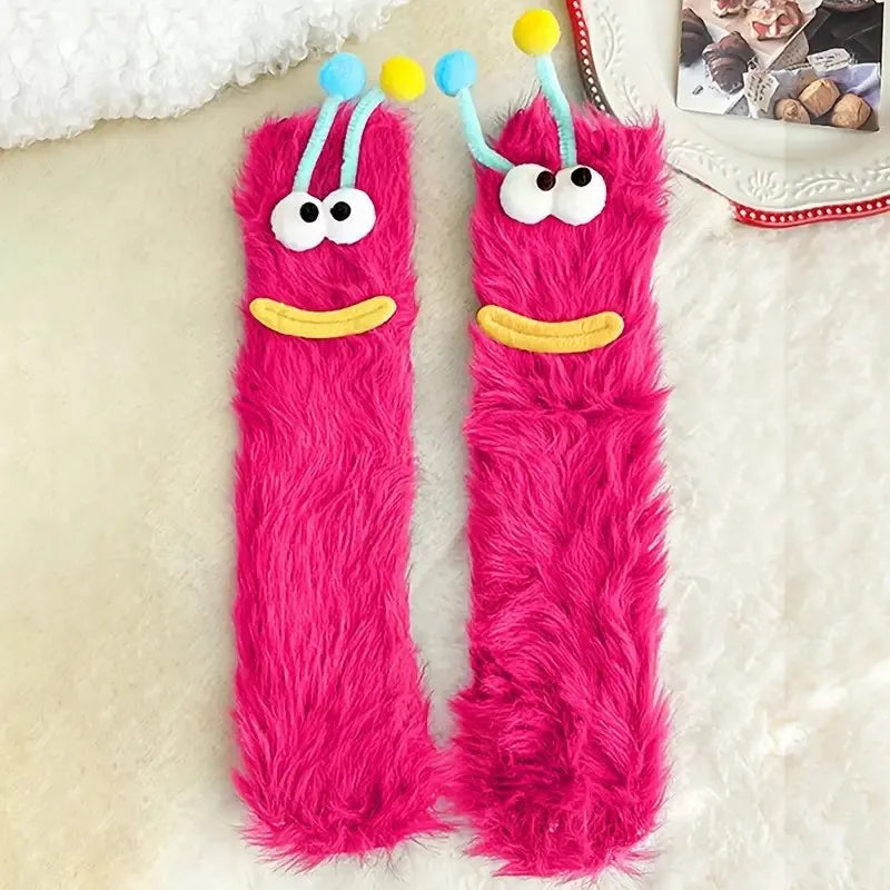 Polyester Elastane Cartoon Plush Socks - 19