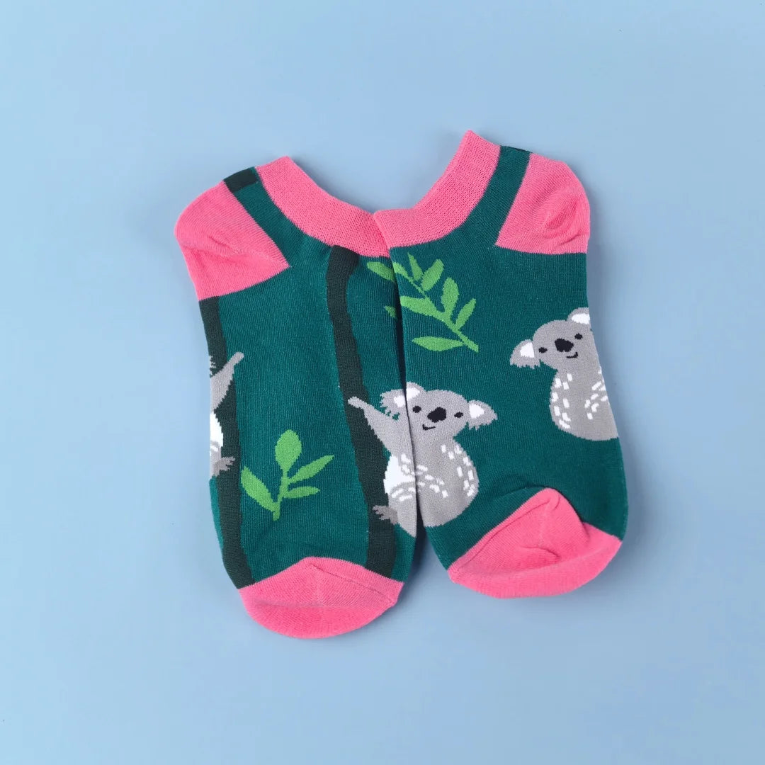 Cotton Blend Koala Pattern Ankle Socks - 4