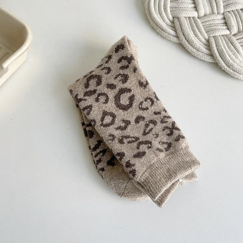 Thick Wool Leopard Print Thermal Socks for Women - 19