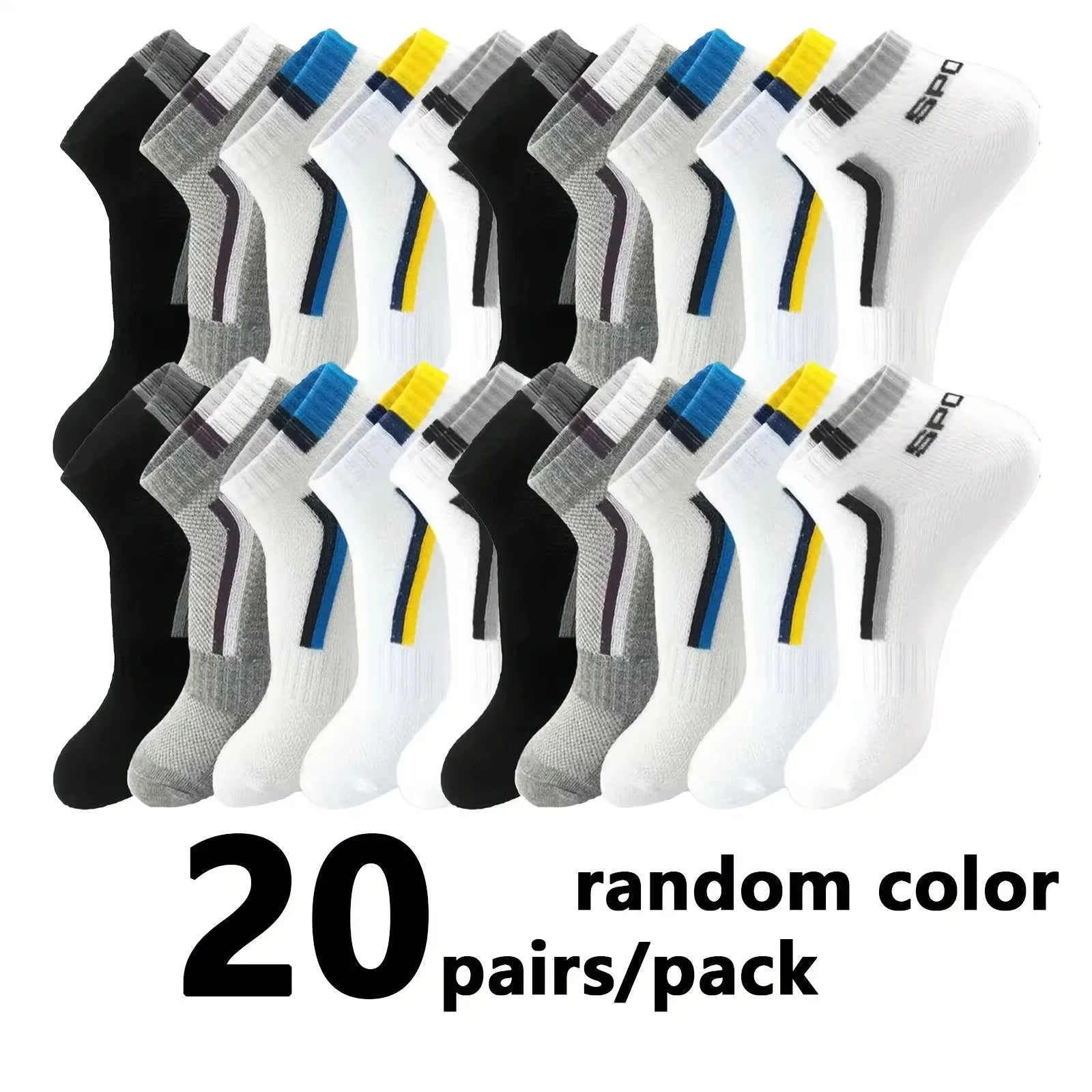 Polyester Spandex Mens Casual Ankle Socks 5 Pair Set - 8