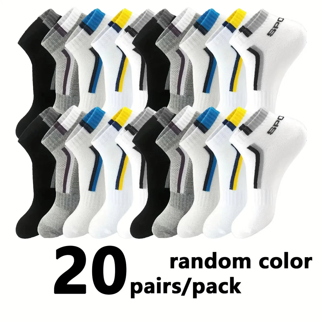 Polyester Spandex Mens Casual Ankle Socks 5 Pair Set