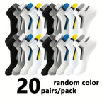 Polyester Spandex Mens Casual Ankle Socks 5 Pair Set