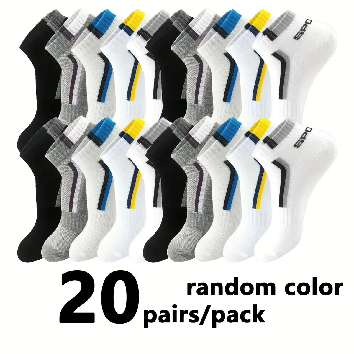 Polyester Spandex Mens Casual Ankle Socks 5 Pair Set