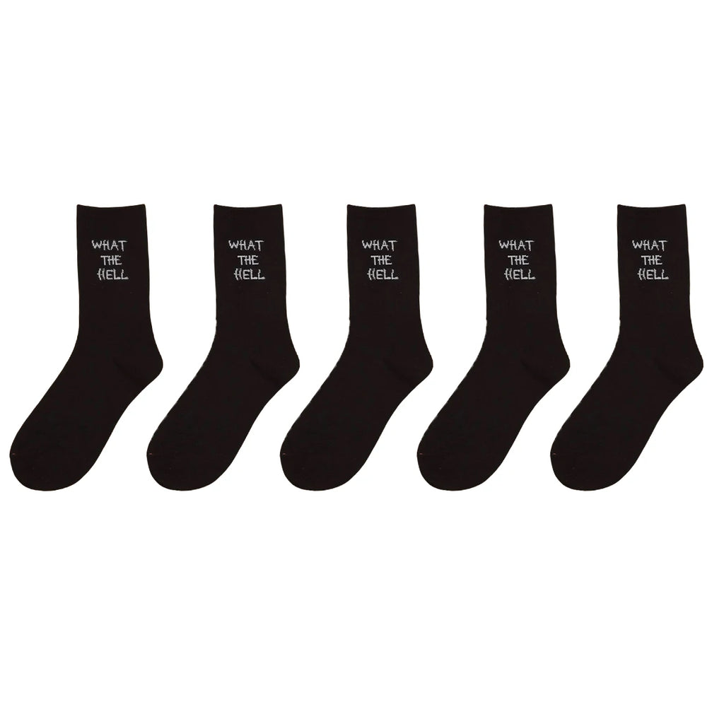 Polyester Elastane Crew Socks Letter Graphic Footwear