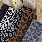 Leopard Print Polyester Spandex Mid Tube Socks 6 Pair Set
