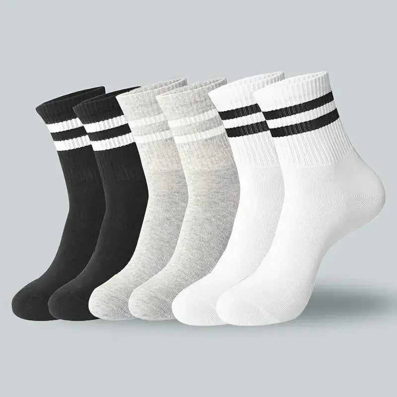 6 Pairs Polyester Elastane Crew Socks For Men
