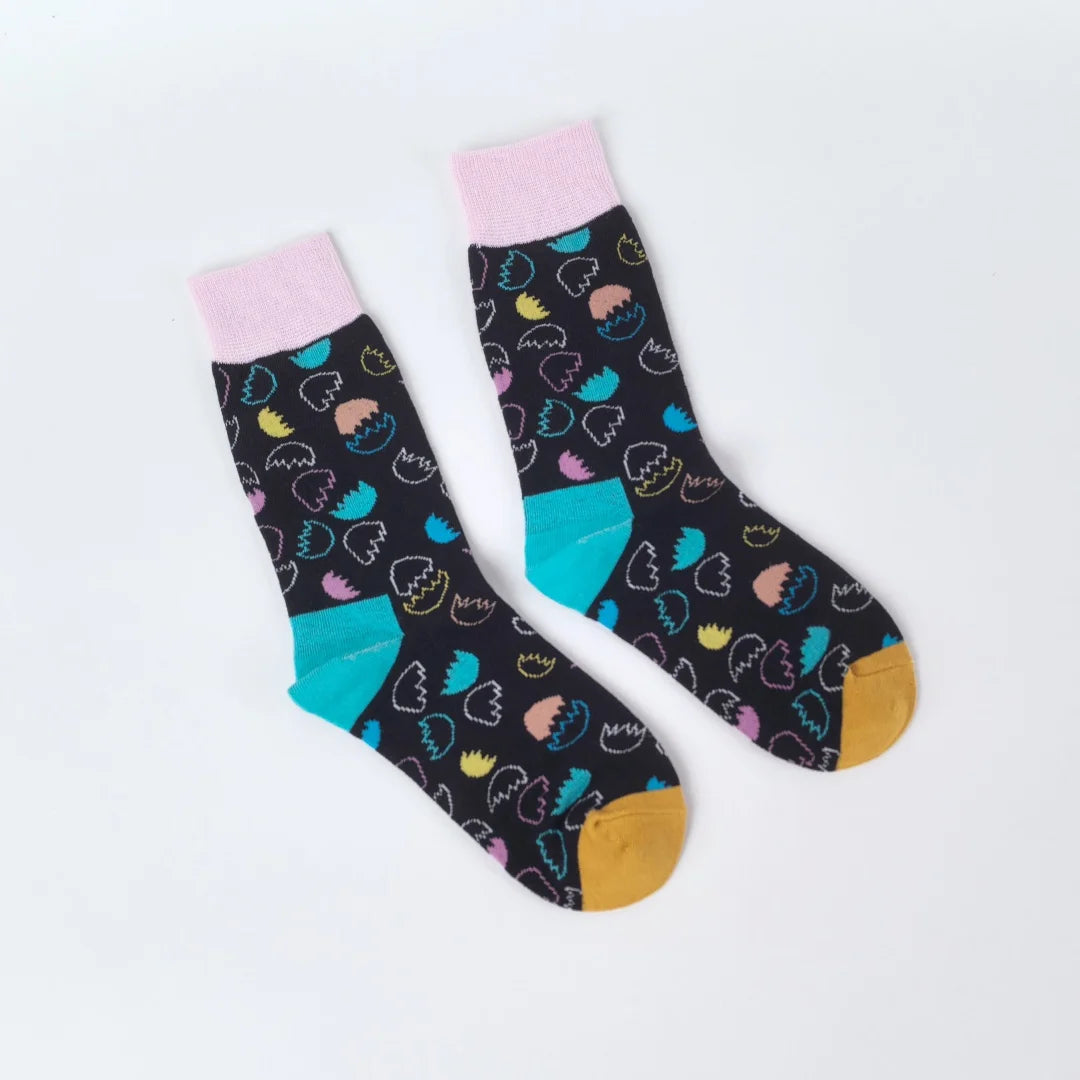 Easter Hatching Egg Patterned Knit Mid Calf Socks