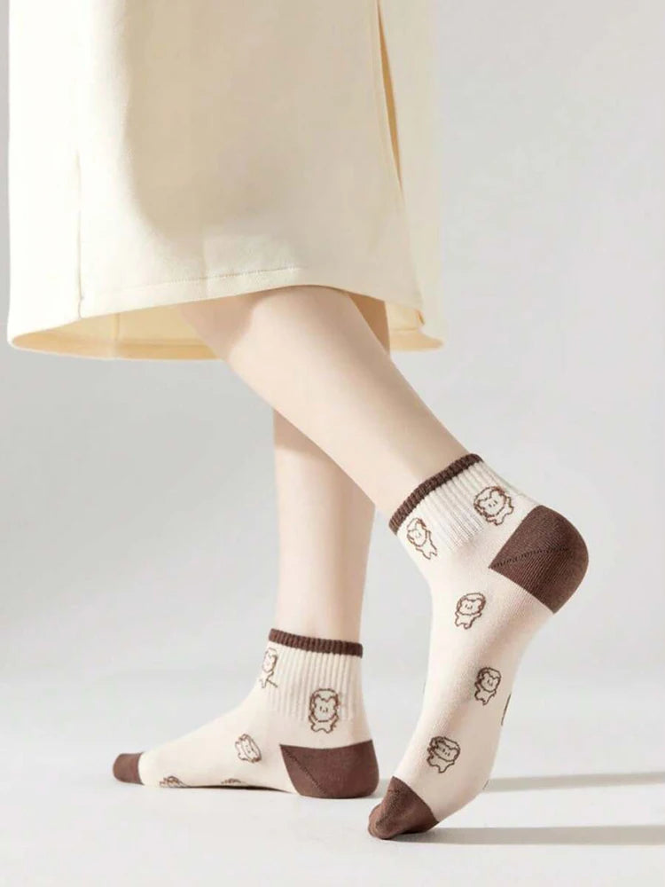 Polyester Blend Casual Cartoon Ankle Socks 5 Pack - 6