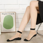 Polyester Elastane Lace Pattern Mid Tube Socks