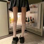 Women Nylon Floral Lace Mid Calf Socks