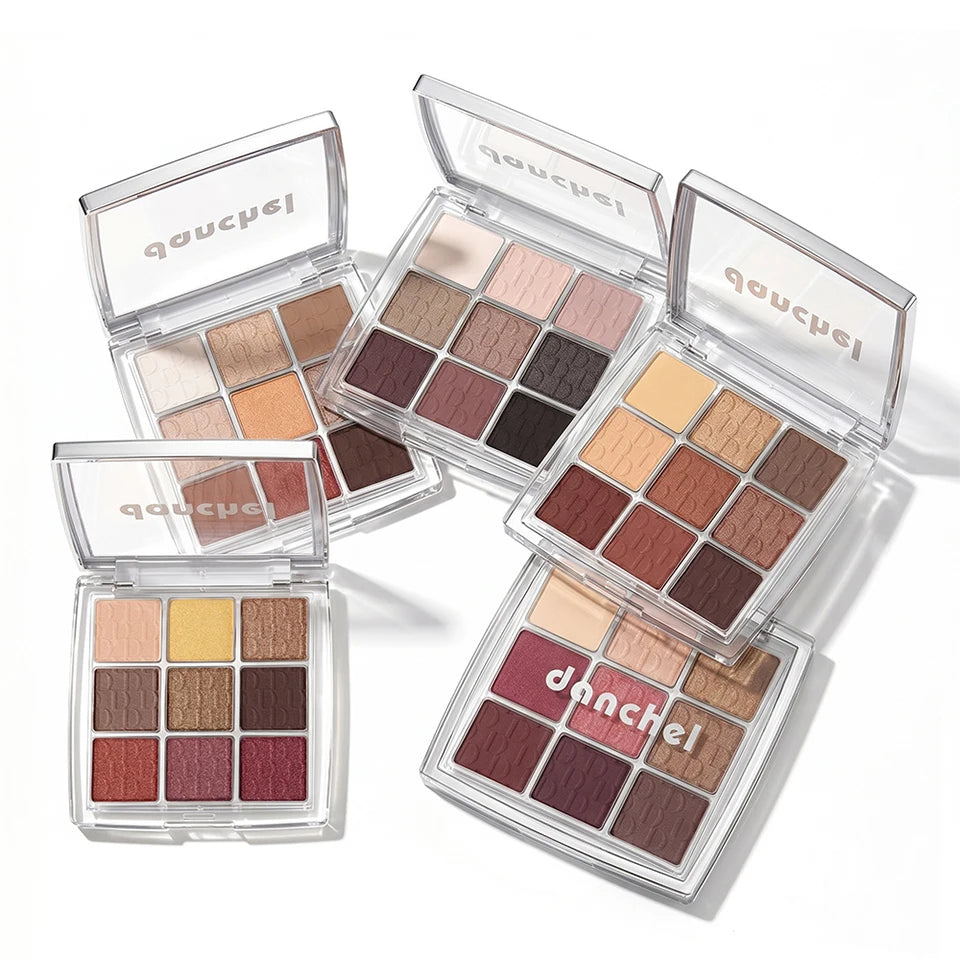9 Color Powder Eyeshadow Palette with Makeup Brush