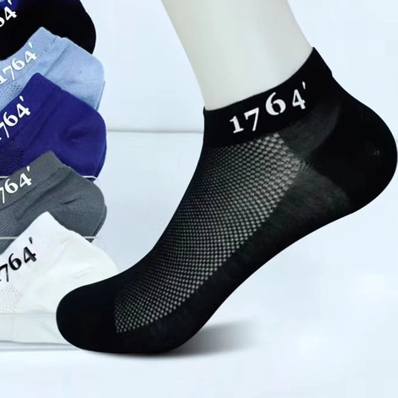10 Pairs Mens Polyester Elastane Breathable Mesh Ankle Socks