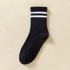 Polyester Mid Tube Casual Striped Women Socks 6 Pairs