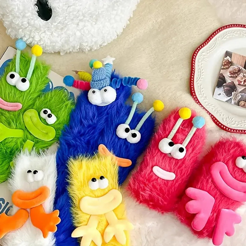 Polyester Elastane Cartoon Plush Socks - 7