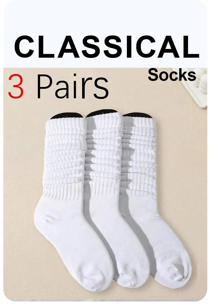 3 Pairs Polyester Spandex Mid Tube Socks - 7