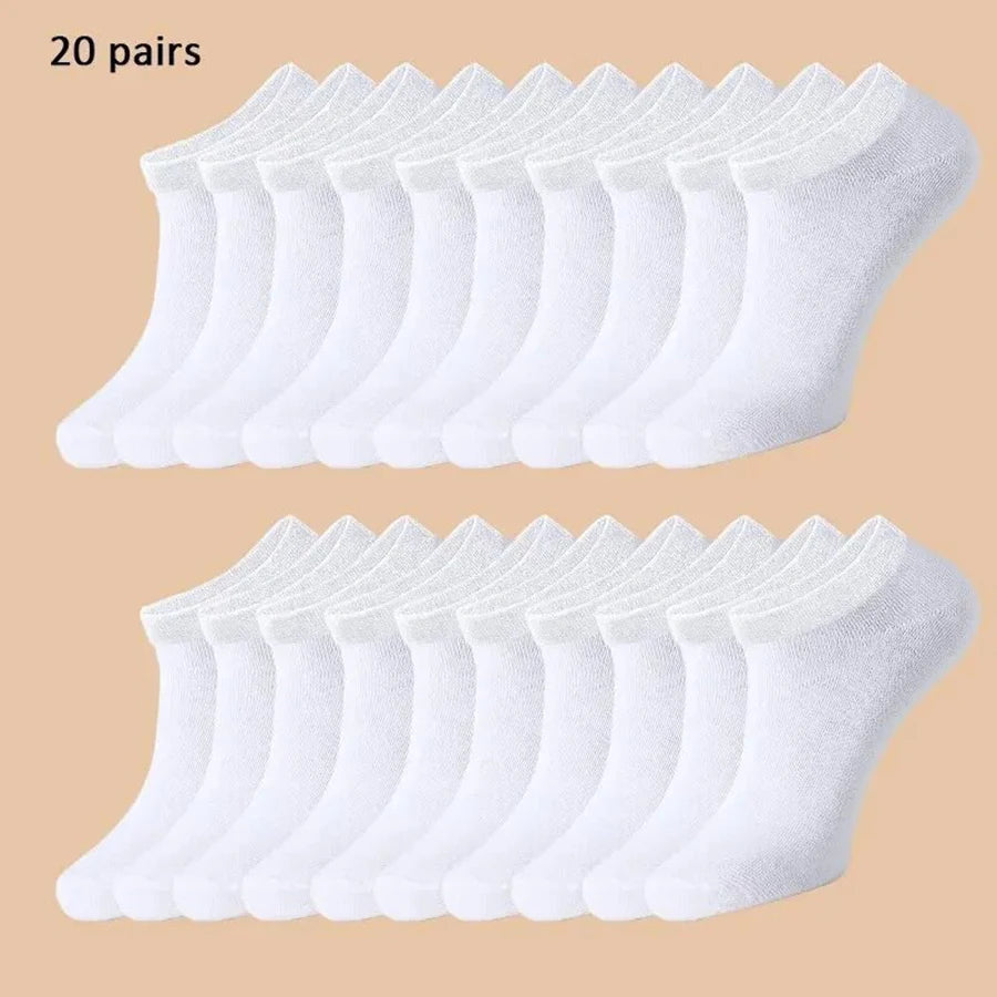 Polyester Elastane Low Cut Ankle Socks 20 Pair Pack