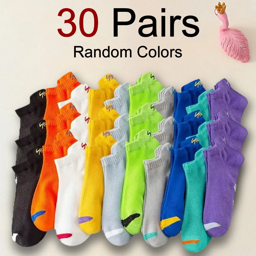 Men Breathable Polyester Ankle Socks Sports Invisible Casual Footwear - 23