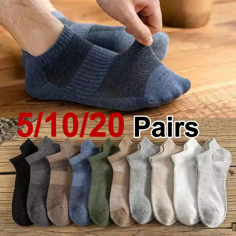 Men Polyester Elastane Low Cut No Show Casual Athletic Socks