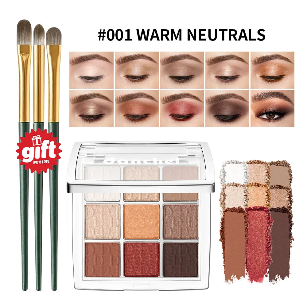 9 Color Powder Eyeshadow Palette with Makeup Brush