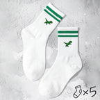 Polyester Elastane Dinosaur Pattern Crew Socks