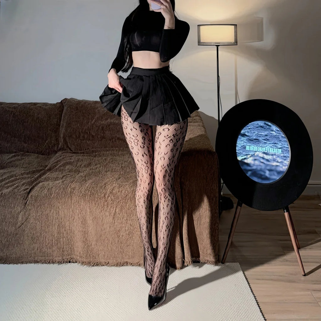 Geometric Mesh Pattern Nylon Pantyhose