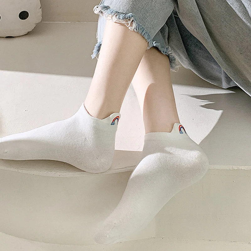 Cotton Embroidered Animal Crew Socks