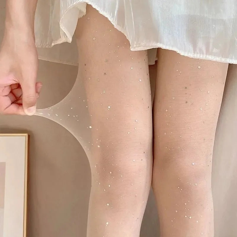 Polyester Elastane Sequin Sheer Pantyhose