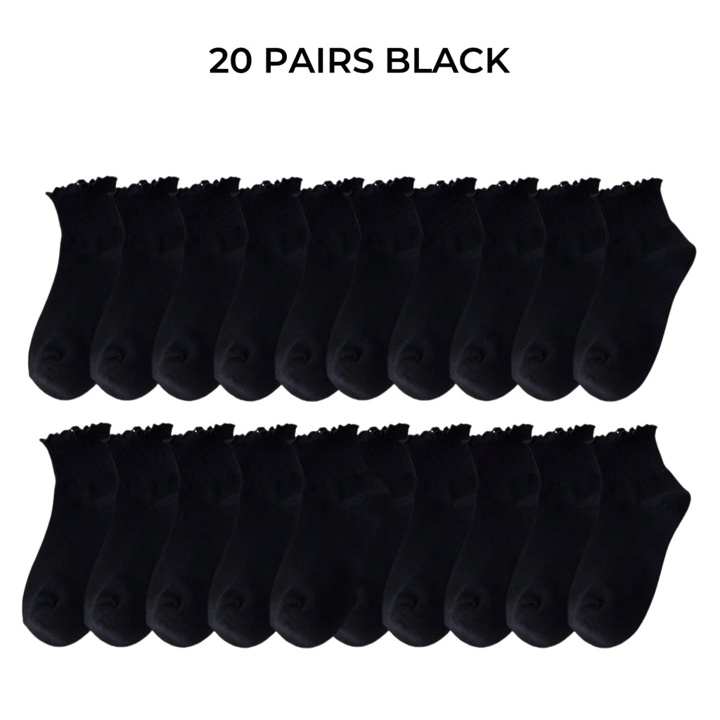 Polyester Elastane Ruffle Crew Socks Set