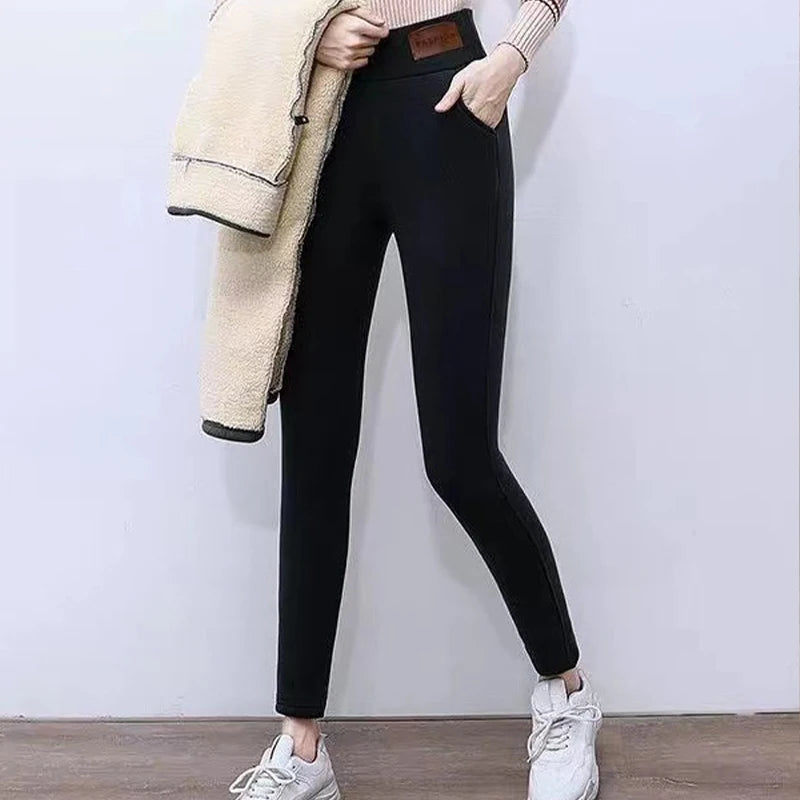 Fleece Lined Thermal Leggings High Waist Winter Warm Pants