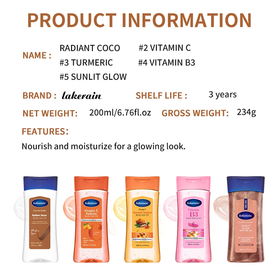 Moisturizing Shimmer Body Gel Oil Hydrating Skin Care