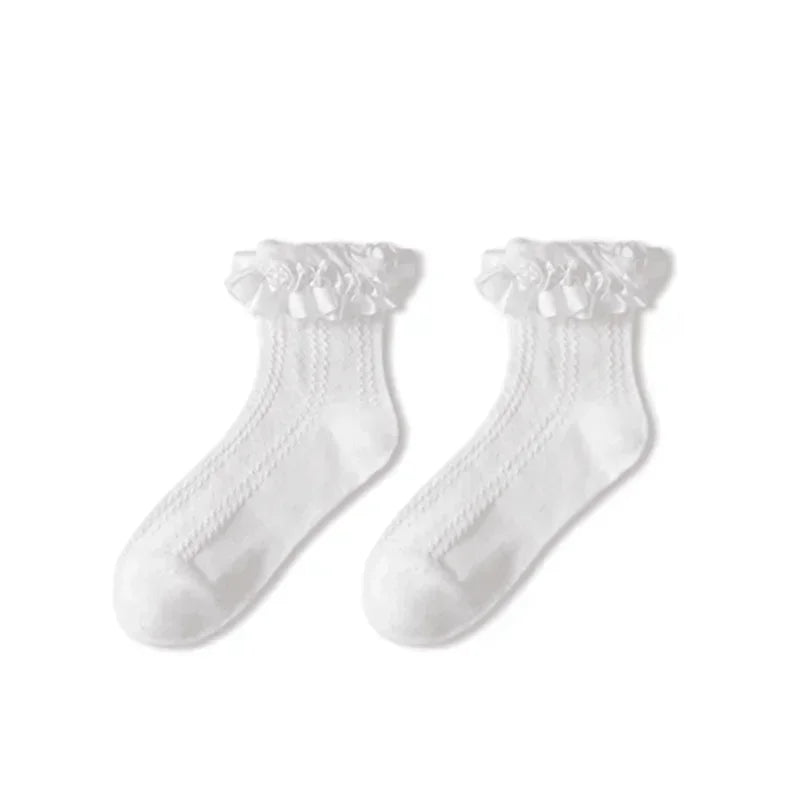 Polyester Lace Ruffle Lolita Socks Mid Tube Casual Wear