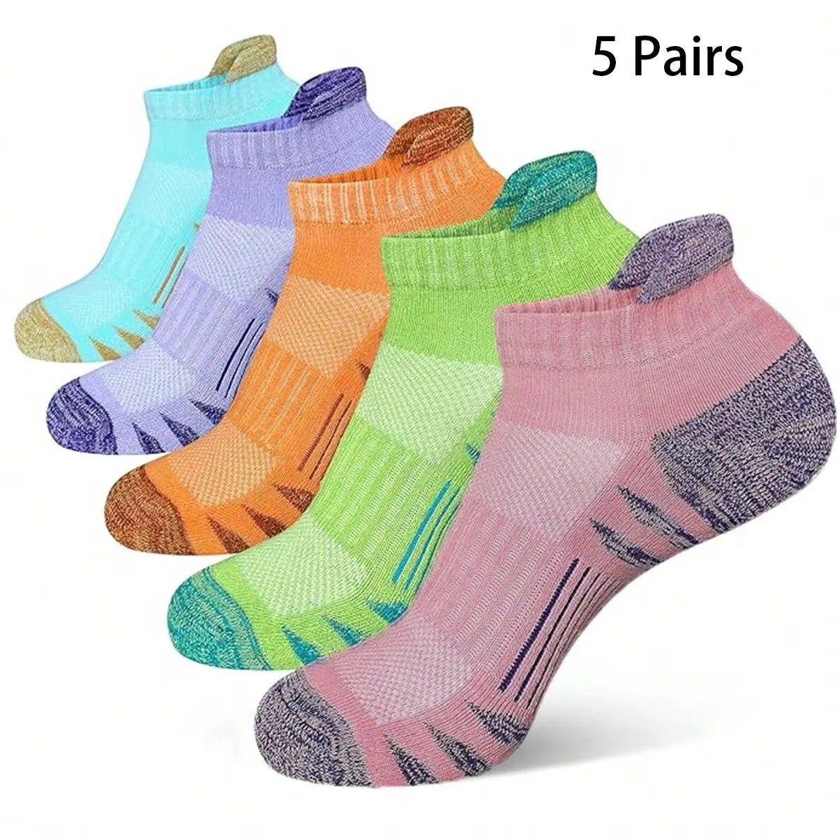 5 Pairs Polyester Spandex Low Tube Ankle Socks - 16