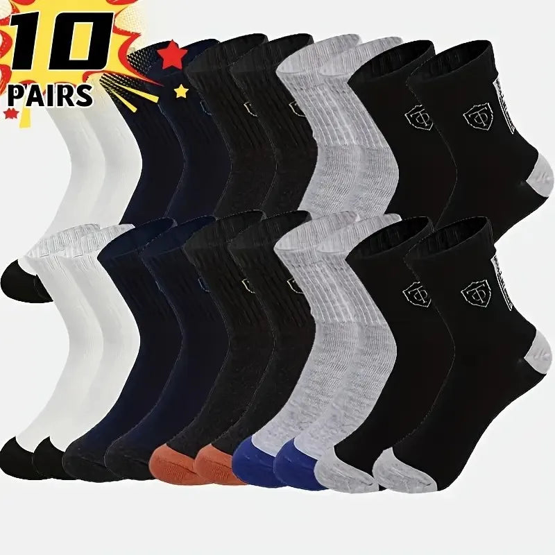 Polyester Elastane Blend Crew Socks Breathable Casual Footwear - 2