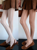 Nylon Elastane Jacquard Mesh Vertical Striped Tights