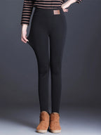 Polyester Fleece Lined High Waist Ankle Length Leggings