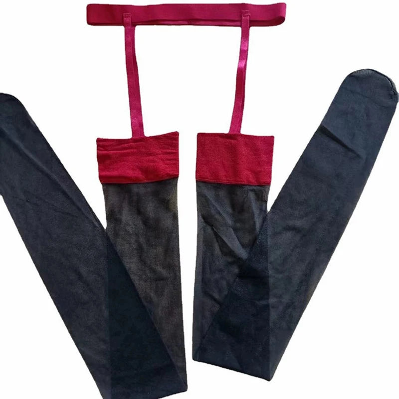 Nylon Spandex Suspender Stockings Women Knee High Socks