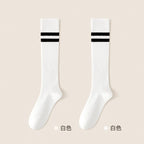 Cotton Polyester Striped Knee High Casual Socks