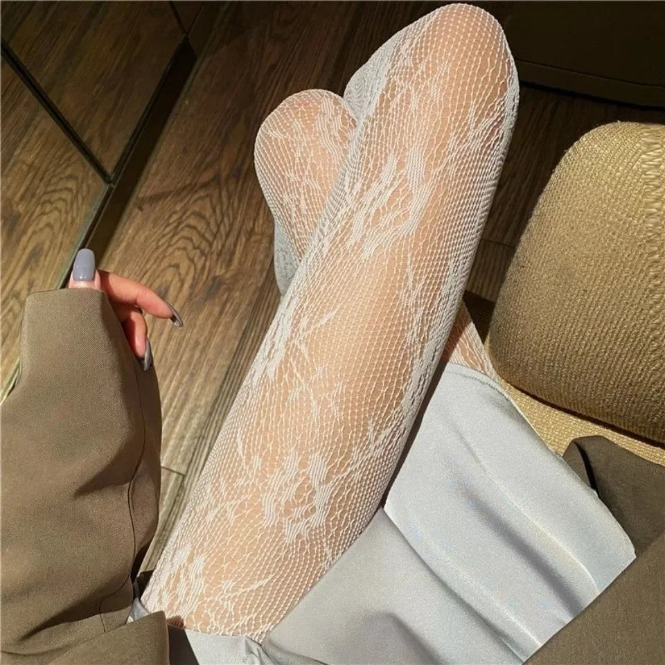 Nylon Floral Lace Fishnet Pantyhose Tights