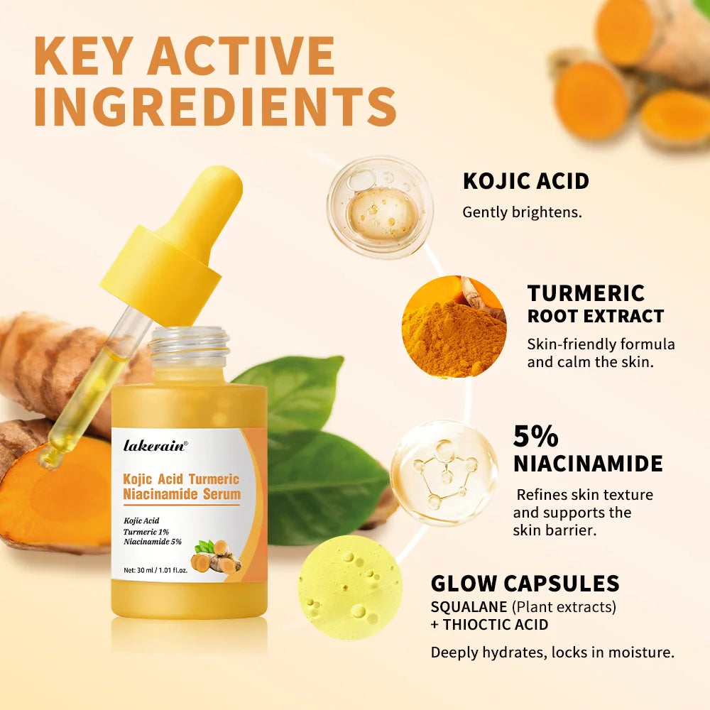 Kojic Acid Turmeric Niacinamide Face Serum Brightening Skin Essence