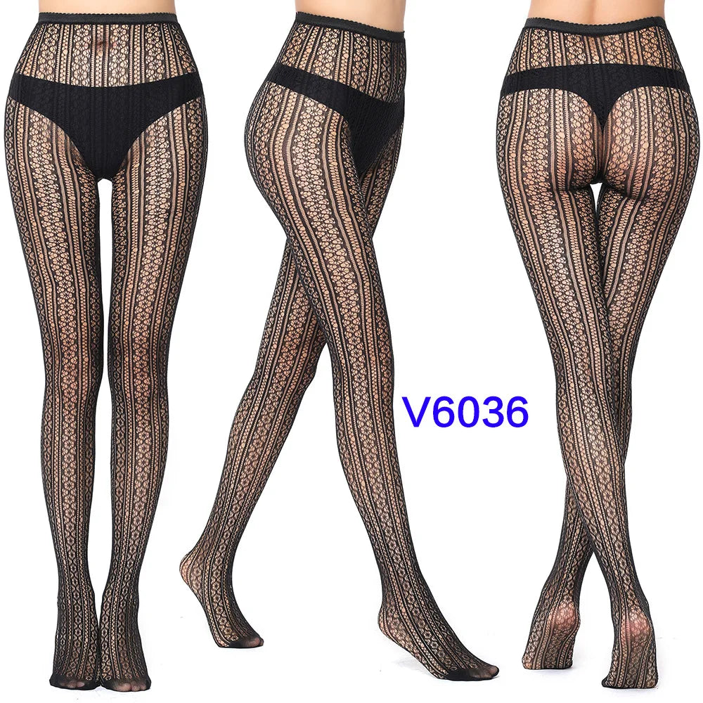 Nylon Spandex Jacquard Patterned Fishnet Pantyhose Tights - 52
