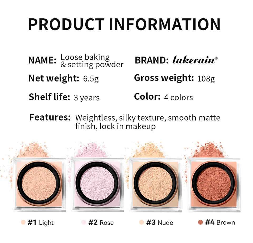 Matte Finish Loose Setting Powder Makeup With Puff