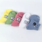 Polyester Elastane Cartoon Face Mid Calf Socks 5 Pairs