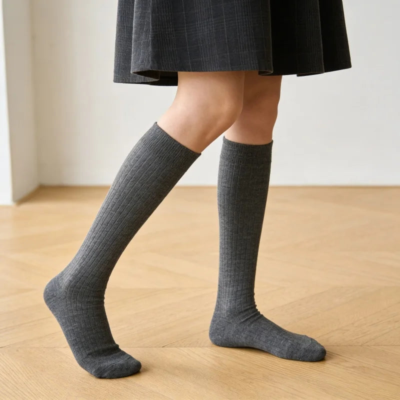 Polyester Elastane Vertical Texture Calf Socks - 2